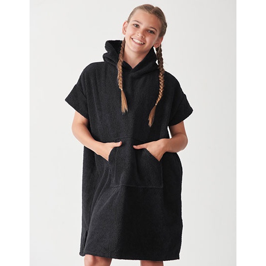 Dziecięce poncho frotte z kapturem TC811 - Black