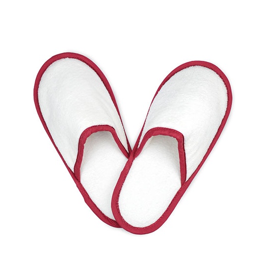 Kapcie Waffle Frotte Bawelniane TH1700 - White & Burgundy