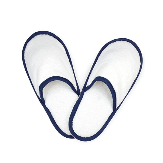 Kapcie Waffle Frotte Bawełniane TH1700 - White & Navy Blue