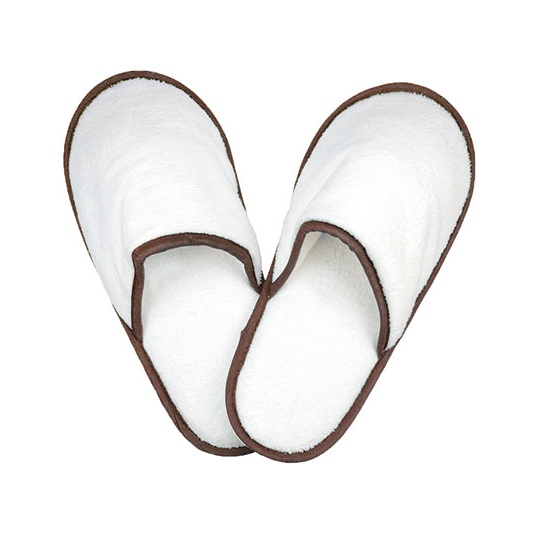 Kapcie Waffle Frotte Bawelniane TH1700 - White & Taupe