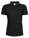 Koszulka Polo Damska Klasyczna Bawełna Pique TJ1401 - Black