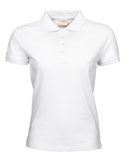 Koszulka Polo Damska Klasyczna Bawelna Pique TJ1401 - White