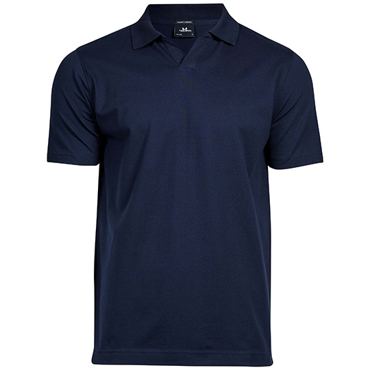 Koszulka Polo Męska V-neck Organiczna Bawełna Pique TJ1404 - Navy
