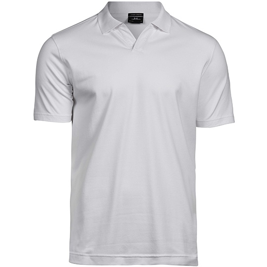 Koszulka Polo Męska V-neck Organiczna Bawełna Pique TJ1404 - White