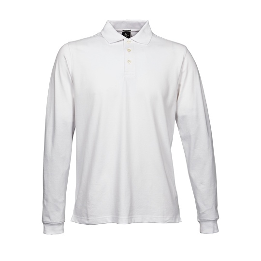 Meskie Polo Slim z Dlugim Rekawem TJ1406 - White