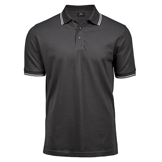 Polo Meskie Stretch Pika TJ1407 - Dark Grey (Solid) & White