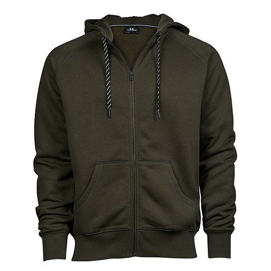 Bluza Meska na Zamek Kaptur Bawelniana Szczotkowana TJ5435N - Dark Olive