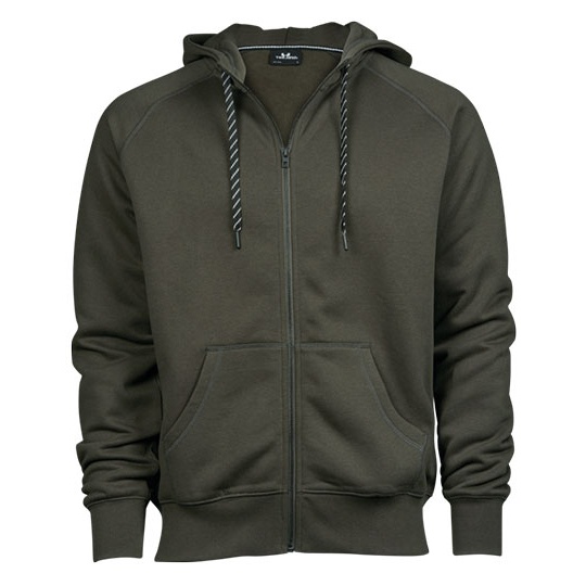 Bluza Meska na Zamek Kaptur Bawelniana Szczotkowana TJ5435N - Deep Green