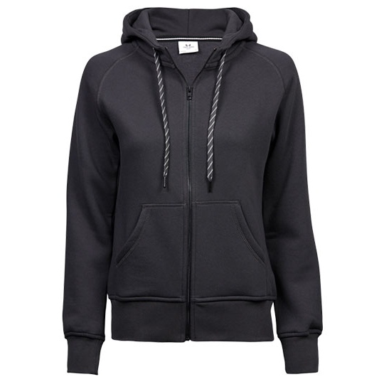 Bluza Damska Slim Bawelniana z Kapturem i Zamkiem TJ5436N - Dark Grey (Solid)