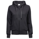Bluza Damska Slim Bawełniana z Kapturem i Zamkiem TJ5436N - Dark Grey (Solid)
