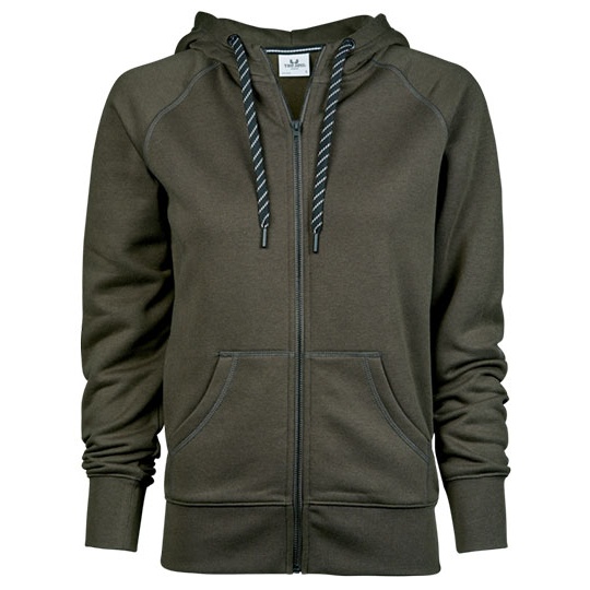 Bluza Damska Slim Bawelniana z Kapturem i Zamkiem TJ5436N - Deep Green