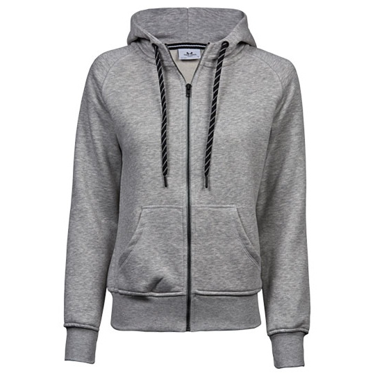 Bluza Damska Slim Bawelniana z Kapturem i Zamkiem TJ5436N - Heather Grey