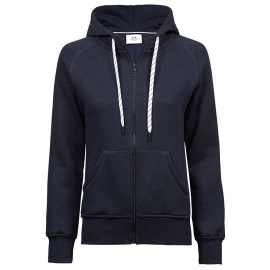 Bluza Damska Slim Bawelniana z Kapturem i Zamkiem TJ5436N - Navy