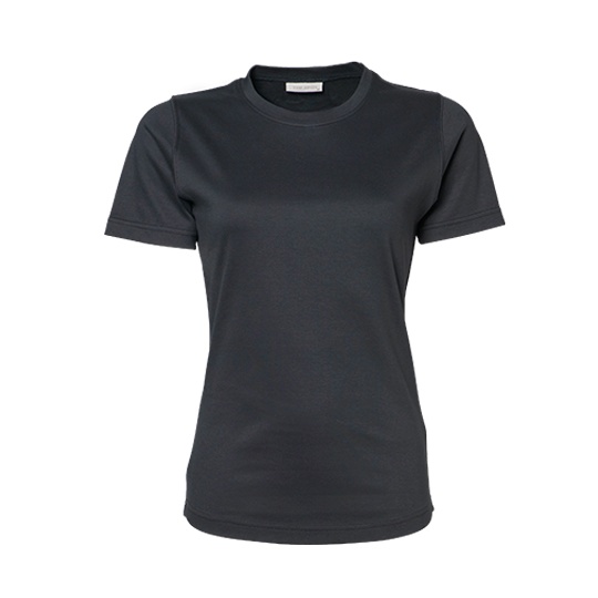 T-shirt Damski Slim Interlock Bawełna Organiczna TJ580N - Dark Grey (Solid)