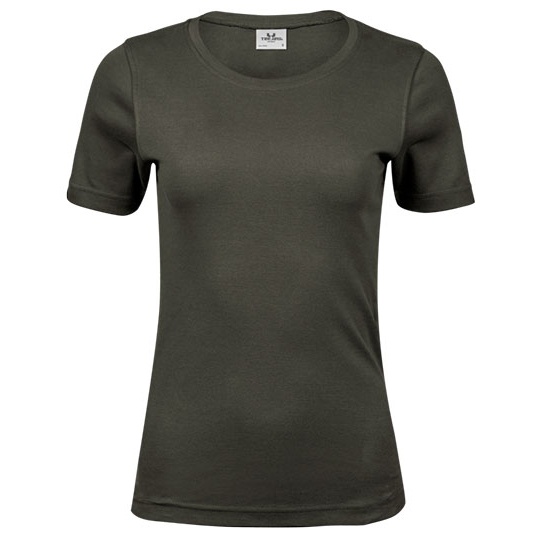 T-shirt Damski Slim Interlock Bawełna Organiczna TJ580N - Deep Green