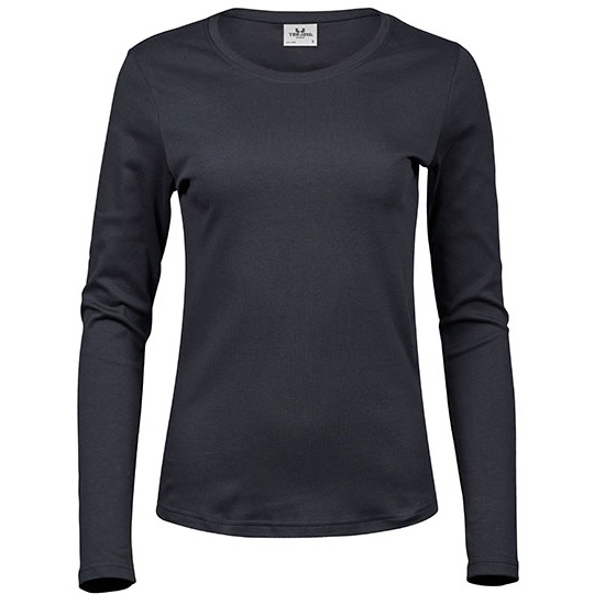 Koszulka Dopasowana Damska Bawelna Organiczna Dlugi Rekaw TJ590 - Dark Grey (Solid)