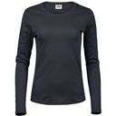 Koszulka Dopasowana Damska Bawelna Organiczna Dlugi Rekaw TJ590 - Dark Grey (Solid)