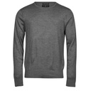 Sweter Męski Dopasowany Welna Merynosow TJ6000 - Grey Melange