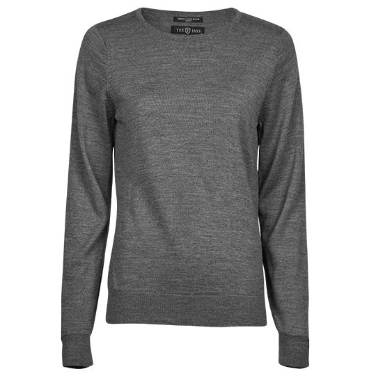 Sweter Damski Dopasowany Wełna Merynosów TJ6006 - Grey Melange