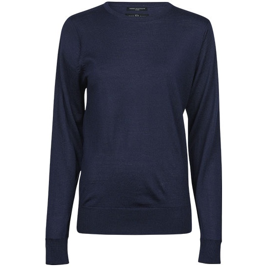Sweter Damski Dopasowany Wełna Merynosów TJ6006 - Navy