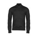 Sweter Męski Slim Welna Merynosow Pol-Zip TJ6010N - Black