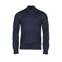 Sweter Męski Slim Welna Merynosow Pol-Zip TJ6010N - Navy