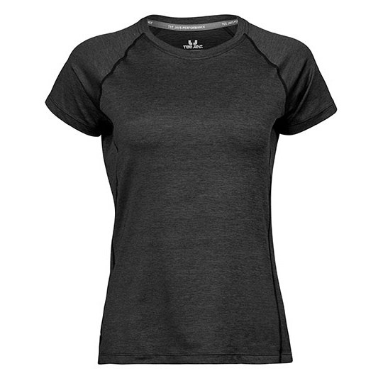 Koszulka Damska Slim Odprowadzajaca Wilgoc TJ7021 - Black Melange