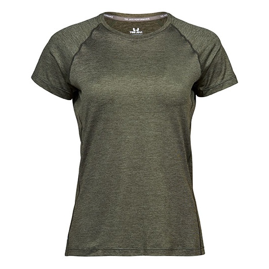 Koszulka Damska Slim Odprowadzajaca Wilgoc TJ7021 - Olive Melange