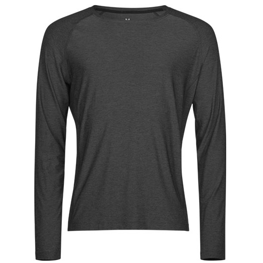 Koszulka Sportowa Długi Rękaw Slim Mikropoliester CoolDry TJ7022 - Black Melange