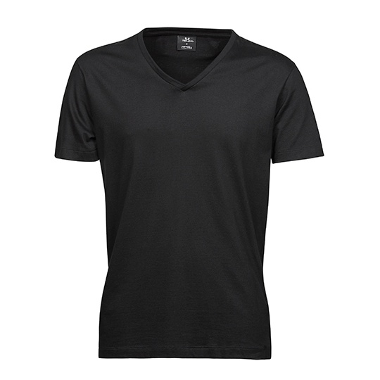 T-shirt Meski Slim Bawelna Czesana Dekolt V TJ8006 - Black