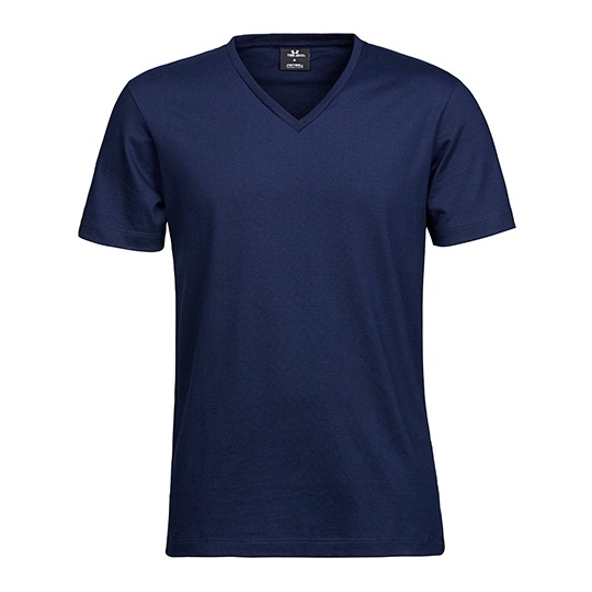 T-shirt Meski Slim Bawelna Czesana Dekolt V TJ8006 - Navy