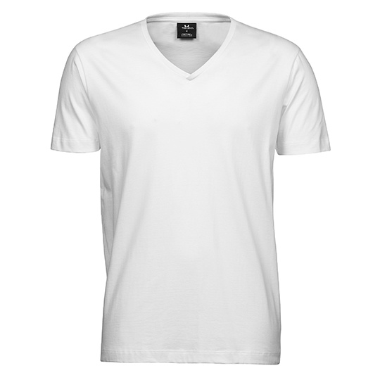 T-shirt Meski Slim Bawelna Czesana Dekolt V TJ8006 - White