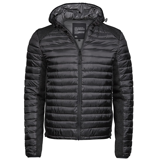 Kurtka Outdoorowa Meska Dopasowana Z Kapturem TJ9610 - Black & Black Melange
