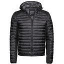 Kurtka Outdoorowa Męska Dopasowana Z Kapturem TJ9610 - Black & Black Melange