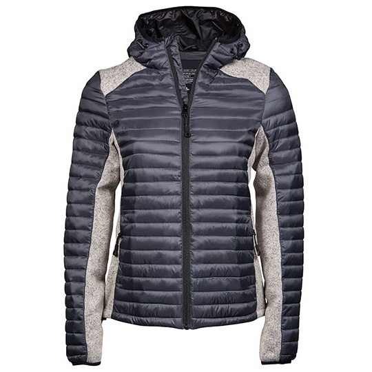 Kurtka Damska Dopasowana Outdoorowa Wodoodporna TJ9611 - Space Grey & Grey Melange