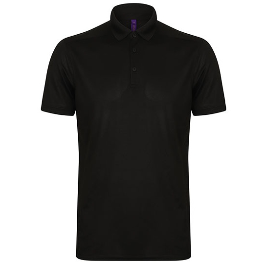 Męskie dopasowane polo stretch W460 - Black