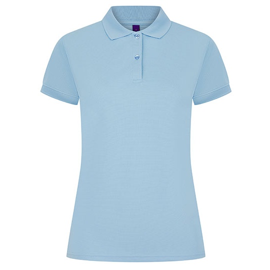 Damska koszulka polo Slim W476 - Light Blue
