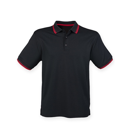 Koszulka Polo Meska Klasyczna Odprowadzajaca Wilgoc W482 - Black & Red