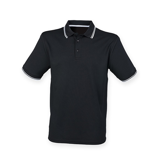 Koszulka Polo Meska Klasyczna Odprowadzajaca Wilgoc W482 - Black & White