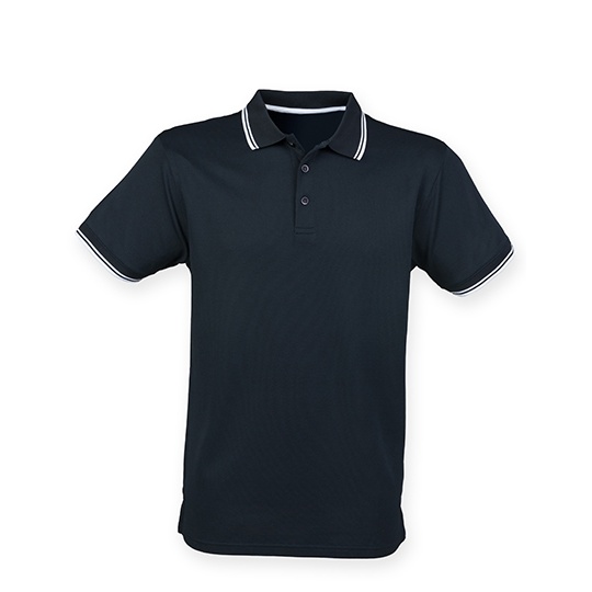 Koszulka Polo Męska Klasyczna Odprowadzająca Wilgoć W482 - Navy & White