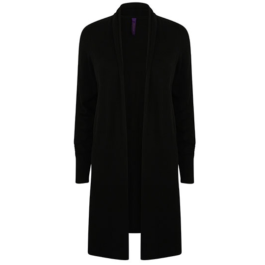 Kardigan Damski Dlugi Dzianinowy W719 - Black