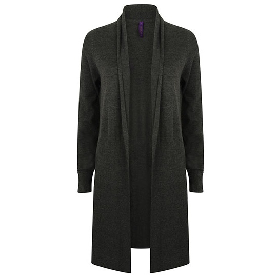 Kardigan Damski Dlugi Dzianinowy W719 - Grey Marl