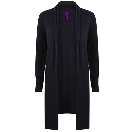 Kardigan Damski Dlugi Dzianinowy W719 - Navy