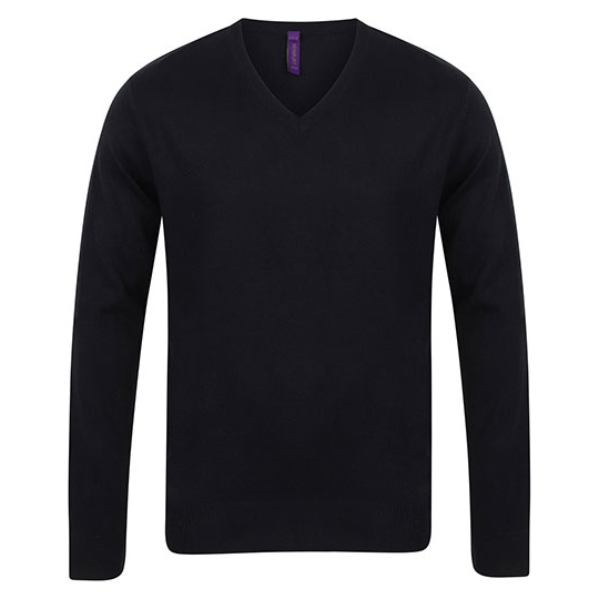 Męski sweter z dekoltem w serek W720 - Black