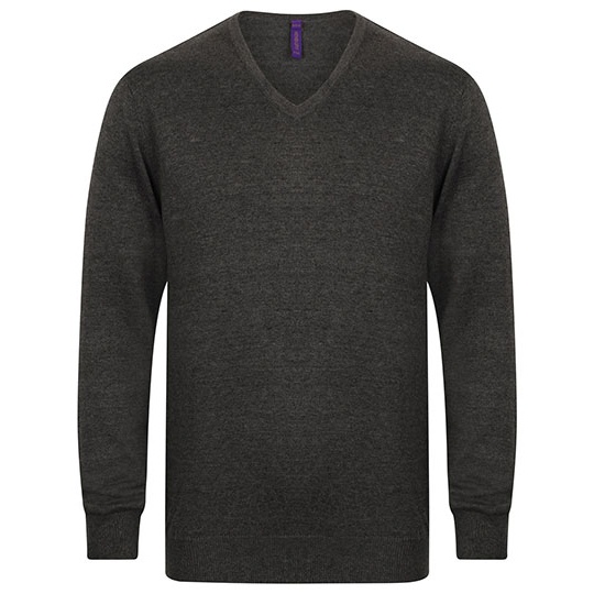 Męski sweter z dekoltem w serek W720 - Grey Marl