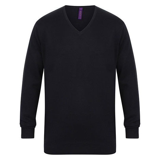 Męski sweter z dekoltem w serek W720 - Navy