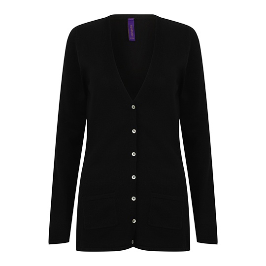 Kardigan Damski Slim Dzianina Bawełna Akryl W723 - Black
