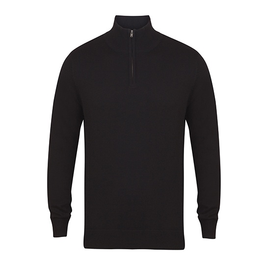 Sweter Meski z Zamkiem 1 4 Bawelna Akryl W729 - Black