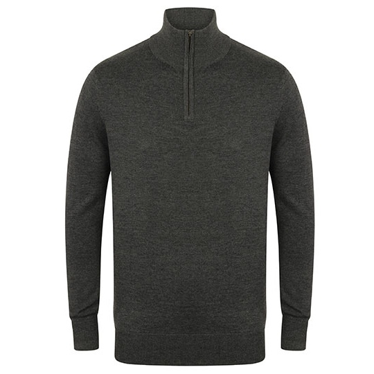 Sweter Męski z Zamkiem 1 4 Bawełna Akryl W729 - Grey Marl