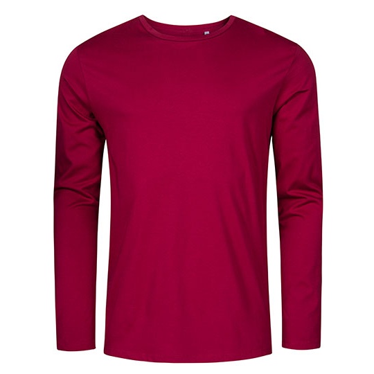 Męski T-shirt Slim z Długim Rękawem XO1465 - Berry